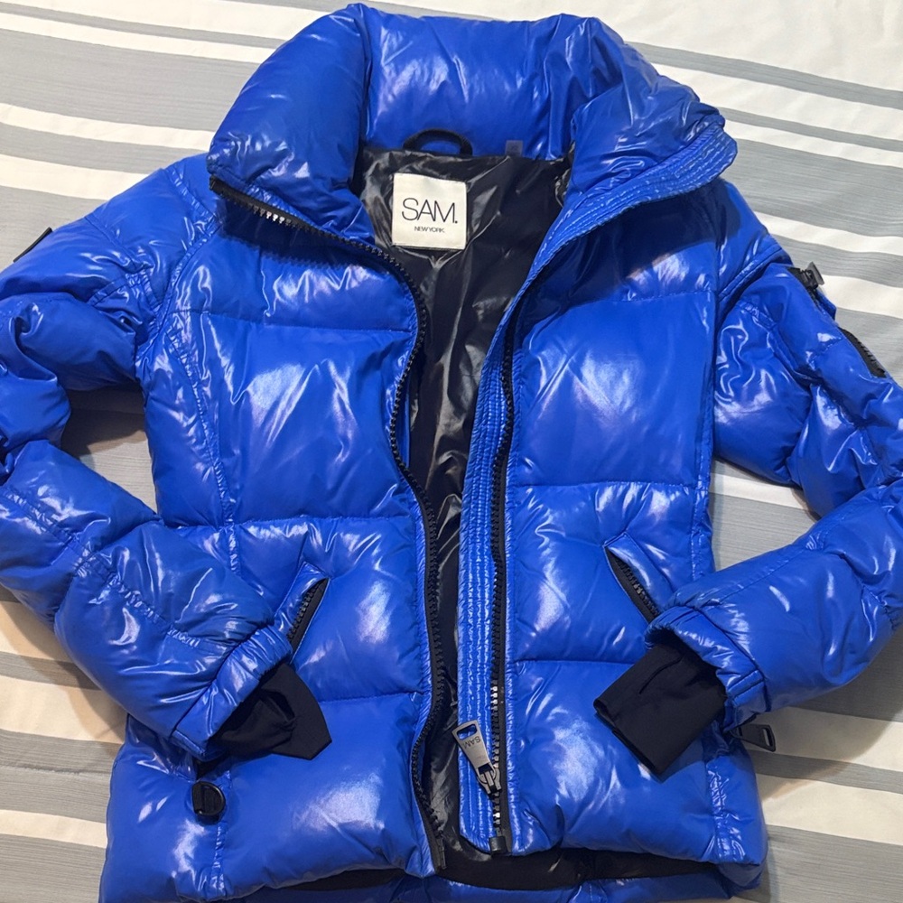 SAM Shiny Royal Blue Quilted Puffer Jacket